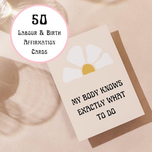 Tarjetas de afirmación de empoderamiento durante el parto, tarjetas de parto y nacimiento, ideas de regalos para baby shower, descarga digital para apoyo durante el parto y el nacimiento