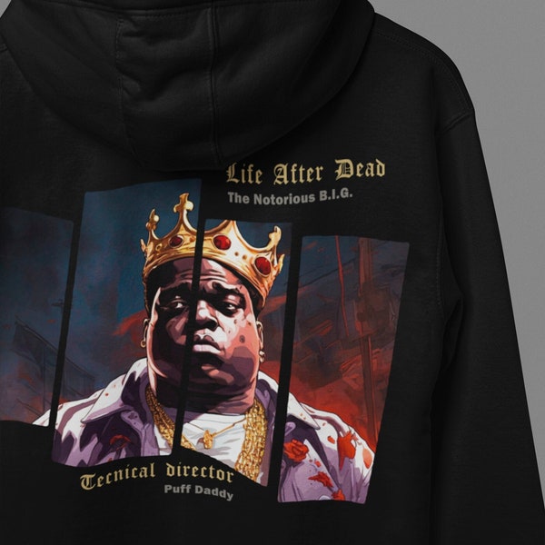 Biggie smalls unisex hoodie, back print, special gift for birthday, the notorious big gta san andreas vibes hoodie, biggie streetwear