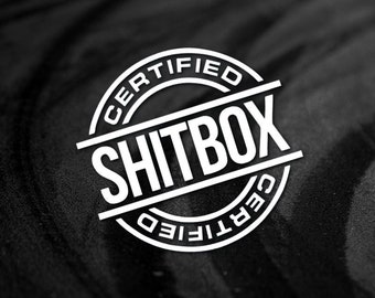 Gecertificeerde shitbox-autosticker: grappige JDM gestanste vinylsticker
