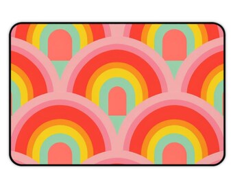 Tappetino da scrivania con motivo arcobaleno retrò / Tappetino per mouse colorato