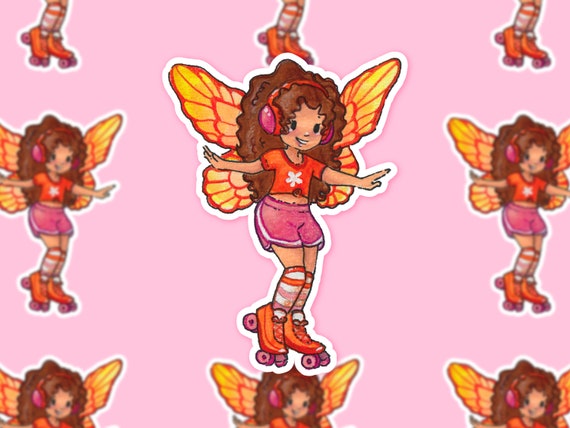 Holographic Lesbian Fairy Rollerskating Pride Month Vinyl Sticker