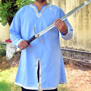 Renaissance Fair Viking Larp Tunic, Aesthetic Medieval Victorian Mens Cotton Tunic, Comfort Color Retro Linen Vintage Pirate Cosplay Costume