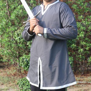 Renaissance Fair Viking Larp Tunic, Comfort Color Medieval Linen Mens Cotton Tunic, Aesthetic Retro Victorian Vintage Pirate Cosplay Costume