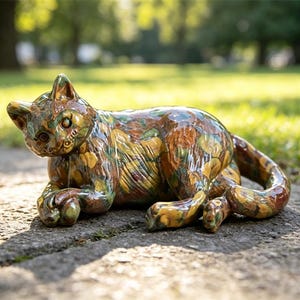 Figura de gato de piedra Azo, regalo para amantes de los gatos, decoración de escritorio de cristal natural para el hogar.