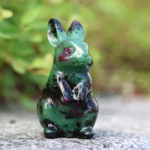 Lapin zoisite naturel 2", cristal de quartz sculpté, cristal de guérison Reiki, décoration de la maison, sculpture en cristal, minéral, cadeaux en cristal