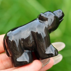 2.4&quot; Natural Silver obsidian bear ,Quartz Crystal Carved ,Crystal Heal Reiki,Home decoration,Crystal Sculpture,Mineral,Crystal Gifts