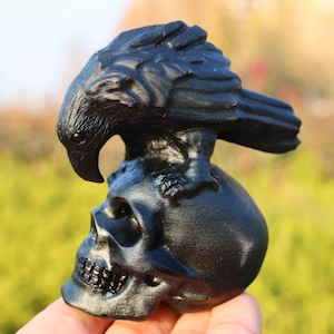 2.5&quot; Natural obsidian crow skull,Quartz Crystal Carved ,Crystal Heal Reiki,Home decoration,Crystal Sculpture,Mineral,Crystal Gifts