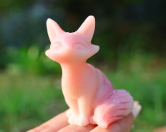 2.4&quot; Natural pin opal Fox,Quartz Crystal Carved ,Crystal Heal Reiki,Home decoration,Crystal Sculpture,Mineral,Crystal Gifts