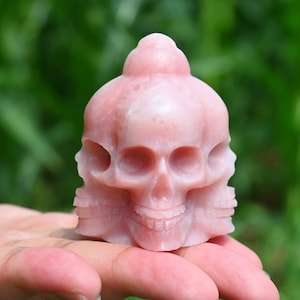 2.4&quot; Natural pink opal skull ,Quartz Crystal Carved ,Crystal Heal Reiki,Home decoration,Crystal Sculpture,Mineral,Crystal Gifts
