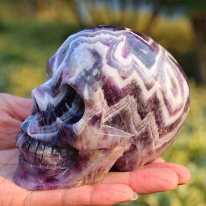 5&quot; Natural Dream Amethyst Skull,Quartz Crystal Carved ,Crystal Heal Reiki,Home decoration,Crystal Sculpture,Mineral,Crystal Gifts sk-116
