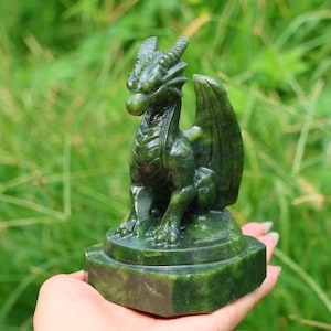 5&quot; Natural green jade dragon, Quartz Crystal Carved ,Crystal Heal Reiki,Home decoration,Crystal Sculpture,Mineral,Crystal Gifts