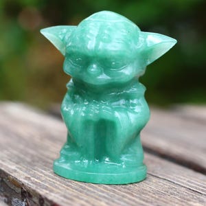 2.4&quot; Natural Aventurine Yoda,Quartz Crystal Carved ,Crystal Heal Reiki,Home decoration,Crystal Sculpture,Mineral,Crystal Gifts