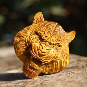 1.6&quot; Natural Tiger eye tiger skull ,Quartz Crystal Carved ,Crystal Heal Reiki,Home decoration,Crystal Sculpture,Mineral,Crystal Gifts