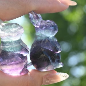 1.9&quot; Natural rainbow Fluorite rabbit, Quartz Crystal Carved ,Crystal Heal Reiki,Home decoration,Crystal Sculpture,Mineral,Crystal Gifts