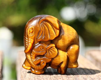 木彫りの象の置物：2体1組 - Etsy 日本