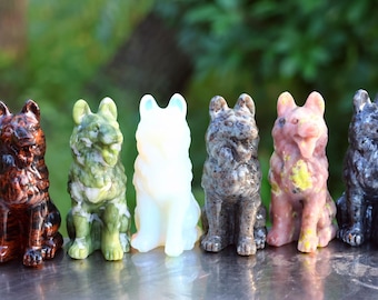 瑪瑙の狼の置物：水晶彫刻、室内装飾 - Etsy 日本