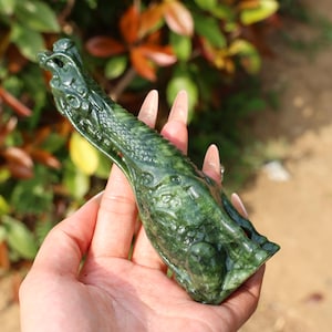 5.6&quot; Natural jade dragon,Quartz Crystal Carved ,Crystal Heal Reiki,Home decoration,Crystal Sculpture,Mineral,Crystal Gifts