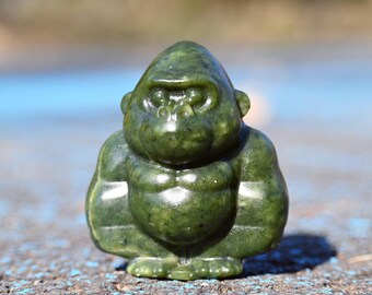 3.2" Natural green jade carved Gorilla, Quartz Crystal Carved ,Crystal King Kong,Home decoration,Crystal Sculpture,Mineral,Crystal Gifts