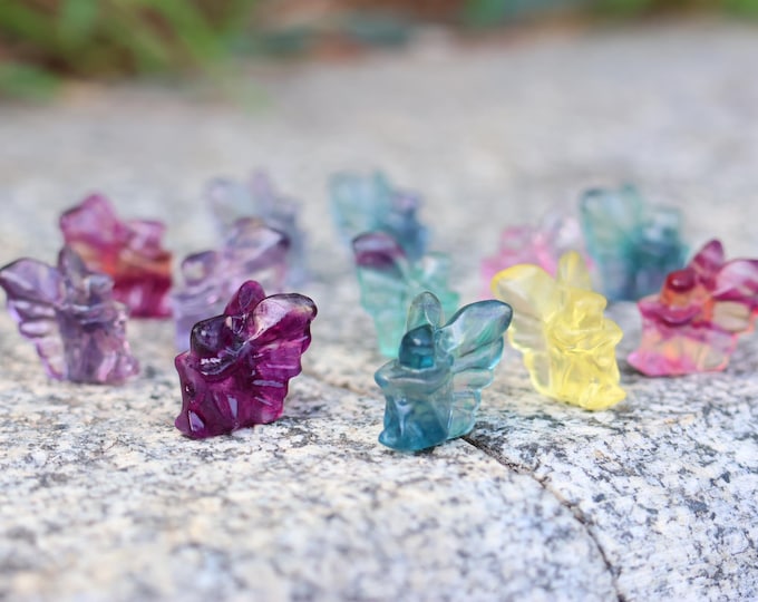Natural Mini Fluorite fairy, Quartz Crystal Carved ,Crystal Heal Reiki,Home decoration,Crystal Sculpture,Mineral,Crystal Gifts