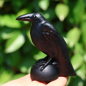 2.6&quot; Natural obsidian crow,Quartz Crystal Carved ,Crystal Heal Reiki,Home decoration,Crystal Sculpture,Mineral,Crystal Gifts