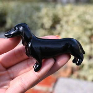 3.1" Natural obsidian dog, Quartz Crystal Carved ,Crystal Heal Reiki,Home decoration,Crystal Sculpture,Mineral,Crystal Gifts