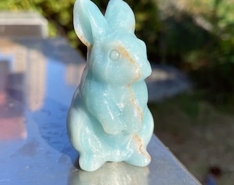 2" Naturalny królik amazonitowy, rzeźbiony kryształ kwarcowy, kryształowe uzdrawianie Reiki, dekoracja domu, rzeźba kryształowa, minerał, prezenty kryształowe