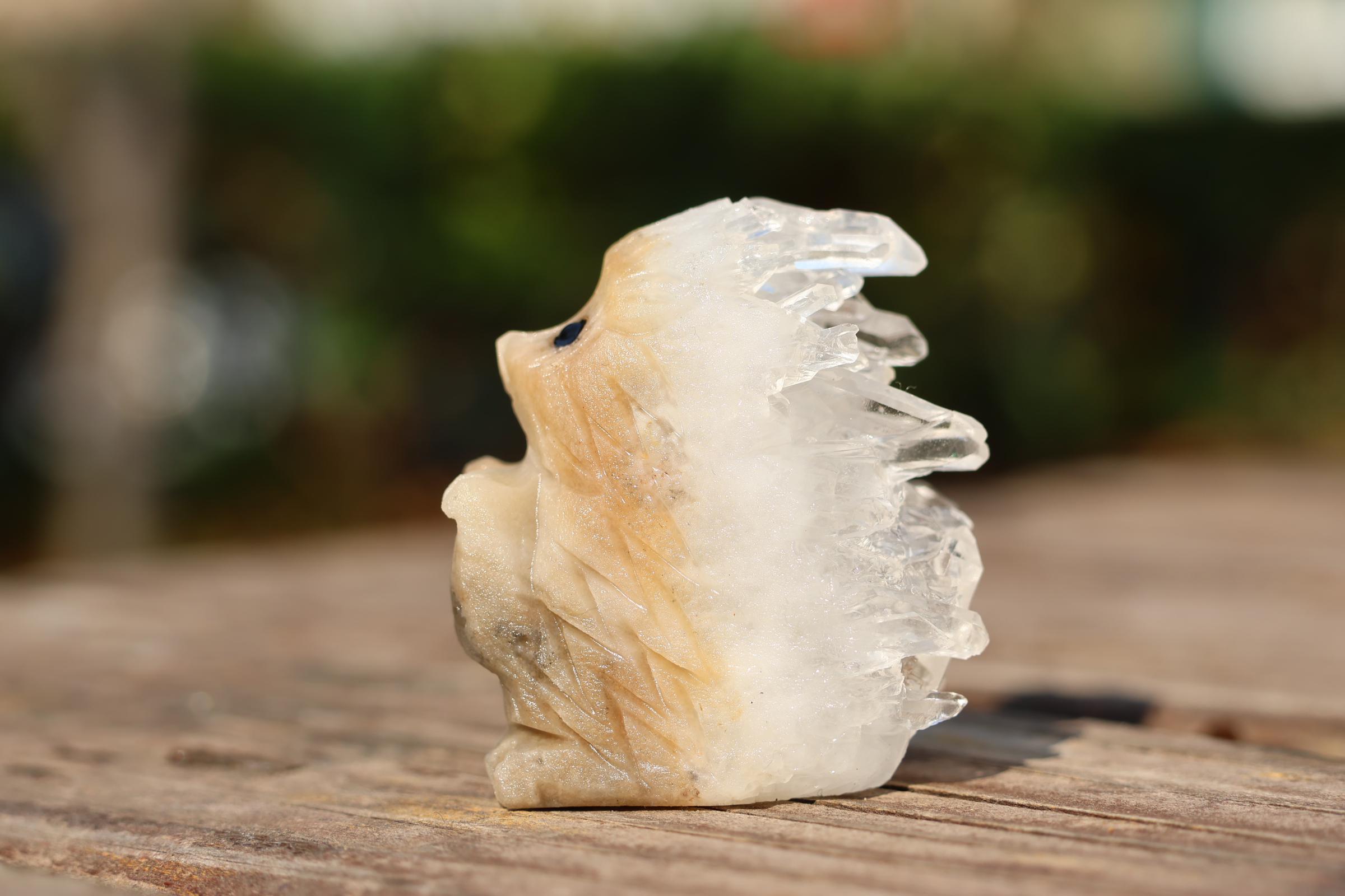 1.8インチ天然彫刻ハリネズミクラスター、クォーツクリスタル