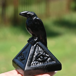 2.6&quot; Natural obsidian crow,Quartz Crystal Carved ,Crystal Heal Reiki,Home decoration,Crystal Sculpture,Mineral,Crystal Gifts