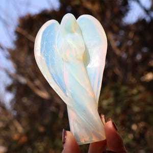 4" Opalite hand carved angel, Quartz Crystal Carved,Crystal Heal Reiki, Home decoration, Crystal Gifts