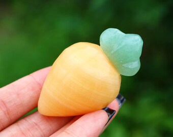 2.2" Natural  geode stone Carrot,Quartz Crystal Carved Carrot,Crystal Heal Reiki,Home decoration,Crystal Sculpture,Mineral,Crystal Gifts