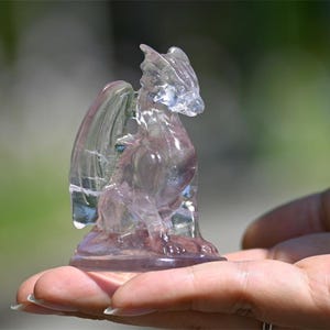 Hand Carved Fluorite Dragon Figurine, Crystal Craft for Home Decor