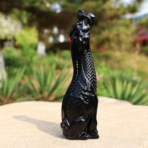 5.6&quot; Natural obsidian dragon,Quartz Crystal Carved ,Crystal Heal Reiki,Home decoration,Crystal Sculpture,Mineral,Crystal Gifts
