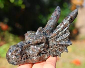 5&quot; Natural yooperlite Dragon Skull,Quartz Crystal Carved ,Crystal Heal Reiki,Home decoration,Crystal Sculpture,Mineral,Crystal Gifts