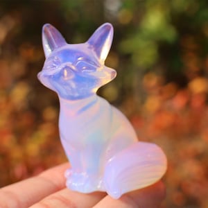 2.4&quot; Natural pink opalite Fox,Quartz Crystal Carved ,Crystal Heal Reiki,Home decoration,Crystal Sculpture,Mineral,Crystal Gifts