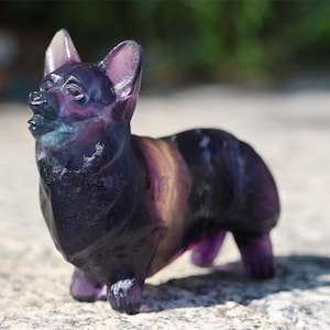 2.2&quot; Natural Fluorite corgi, Quartz Crystal Carved ,Crystal Heal Reiki,Home decoration,Crystal Sculpture,Mineral,Crystal Gifts