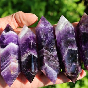 7cm+ Natural dream amethyst Double obelisk, Quartz Crystal Carved tower,Crystal Heal Reiki,Home decoration,Crystal Sculpture,Crystal Gifts
