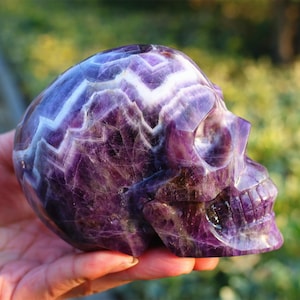 4.6&quot; Natural Dream Amethyst Skull,Quartz Crystal Carved ,Crystal Heal Reiki,Home decoration,Crystal Sculpture,Mineral,Crystal Gifts sk-122