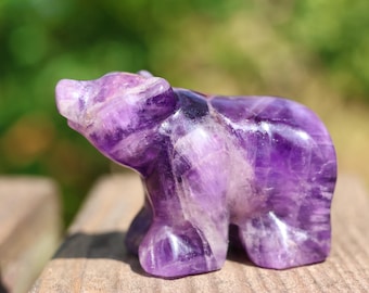 2.4" Natural dream amethyst bear ,Quartz Crystal Carved ,Crystal Heal Reiki,Home decoration,Crystal Sculpture,Mineral,Crystal Gifts