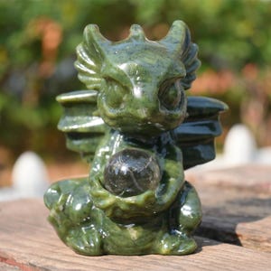 3.8&quot; Natural jade dragon ,Quartz Crystal Carved ,Crystal Heal Reiki,Home decoration,Crystal Sculpture,Mineral,Crystal Gifts