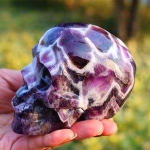 4.6&quot; Natural Dream Amethyst Skull,Quartz Crystal Carved ,Crystal Heal Reiki,Home decoration,Crystal Sculpture,Mineral,Crystal Gifts sk-120