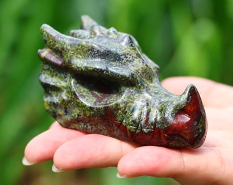 3" Natural dragon blood stone Dragon Skull,Quartz Crystal Carved ,Crystal Heal Reiki,Home decoration,Crystal Sculpture,Mineral,Crystal Gifts