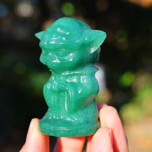 2.4&quot; Natural Aventurine Yoda,Quartz Crystal Carved ,Crystal Heal Reiki,Home decoration,Crystal Sculpture,Mineral,Crystal Gifts