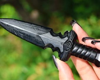 5.8" Natural obsidian Knife,Quartz Crystal Carved ,Crystal Heal Reiki,Home decoration,Crystal Sculpture,Mineral,Crystal Gifts