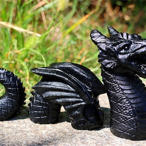 6&quot; Natural obsidian dragon,Quartz Crystal Carved ,Crystal Heal Reiki,Home decoration,Crystal Sculpture, Mineral,Crystal Gifts