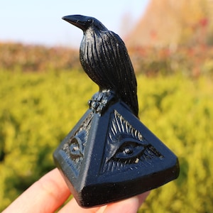 2.8&quot; Natural obsidian crow,Quartz Crystal Carved ,Crystal Heal Reiki,Home decoration,Crystal Sculpture,Mineral,Crystal Gifts