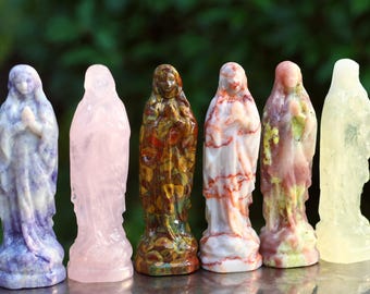 4" Natural handmade Madonna,Quartz Crystal Carved ,Crystal Heal Reiki,Home decoration,Crystal Sculpture,Mineral,Crystal Gifts