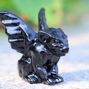 2.2&quot; Natural Obsidian Gargoyle, Quartz Crystal Carved ,Crystal Heal Reiki,Home decoration,Crystal Sculpture,Mineral,Crystal Gifts