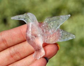 2&quot; Natural clear quartz carved hummingbird,Quartz Crystal Carved ,Crystal Heal Reiki,Home decoration,Crystal Sculpture,Mineral,Crystal Gifts