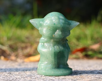 2.4" Natural Aventurine Yoda,Quartz Crystal Carved ,Crystal Heal Reiki,Home decoration,Crystal Sculpture,Mineral,Crystal Gifts