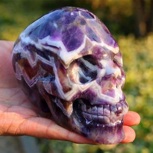 4.6&quot; Natural Dream Amethyst Skull,Quartz Crystal Carved ,Crystal Heal Reiki,Home decoration,Crystal Sculpture,Mineral,Crystal Gifts sk-114
